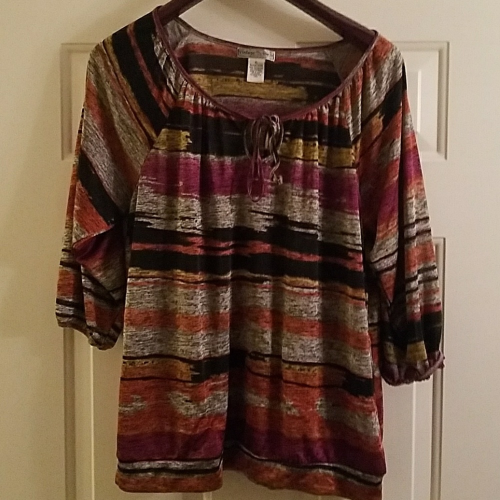 Patterned 3/4 Sleeve Blouse Size XL